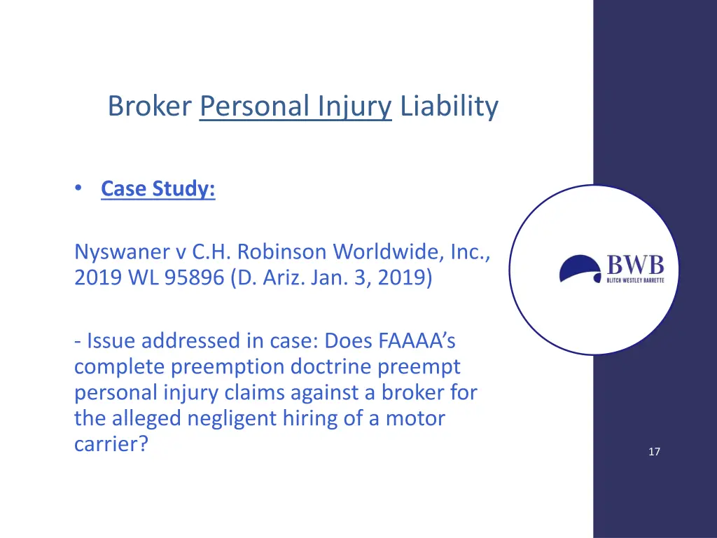 broker personal injury liability