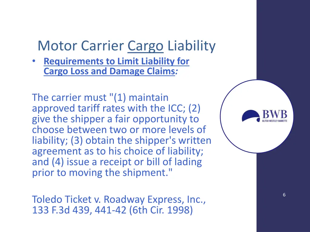motor carrier cargo liability requirements