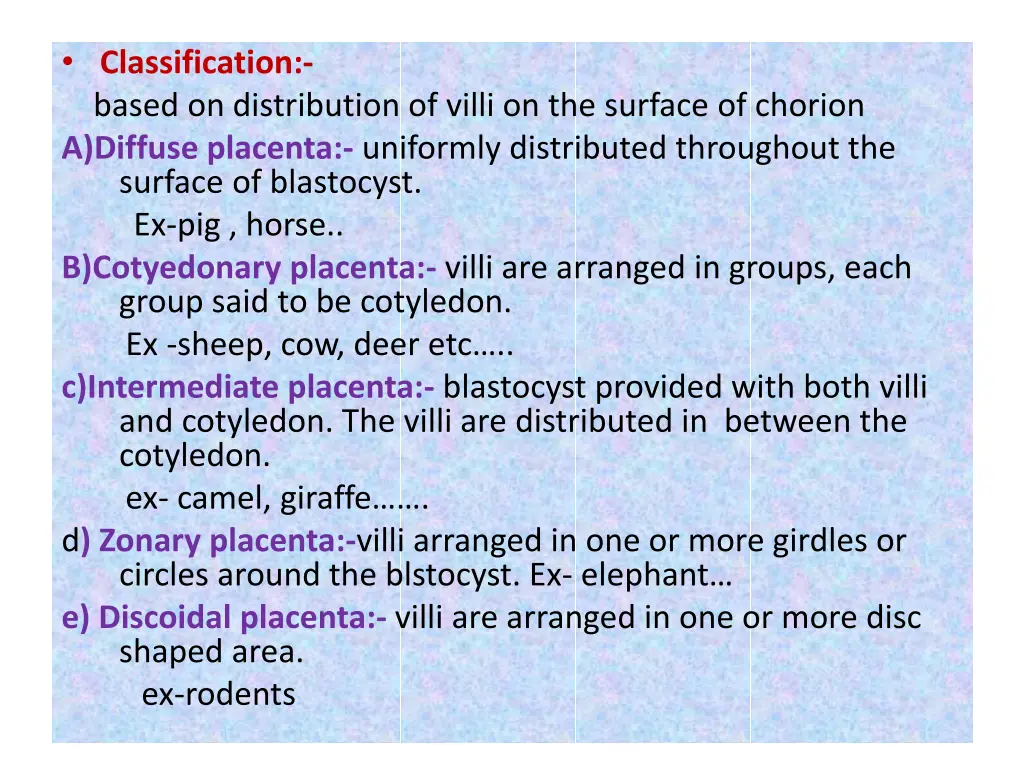 classification based on distribution of villi