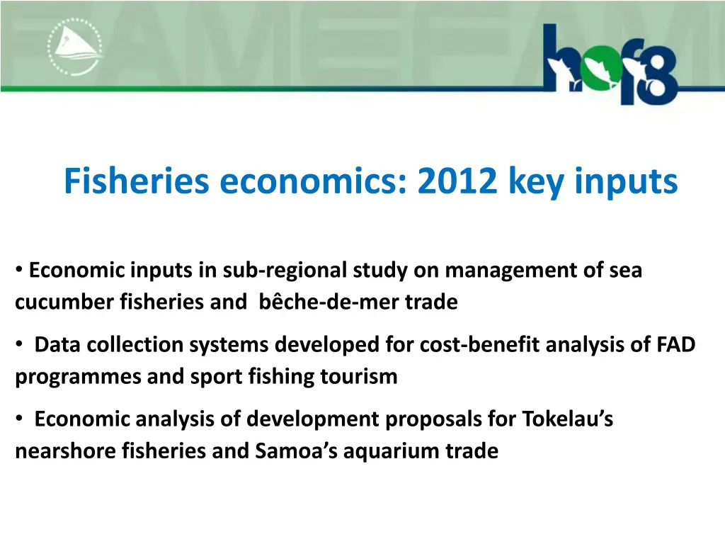 fisheries economics 2012 key inputs
