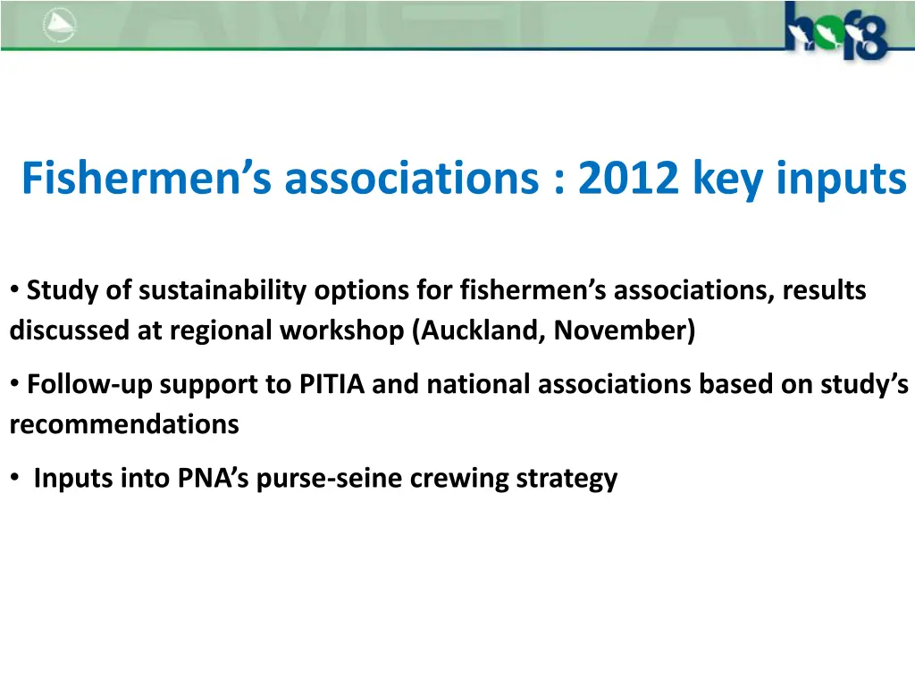 fishermen s associations 2012 key inputs