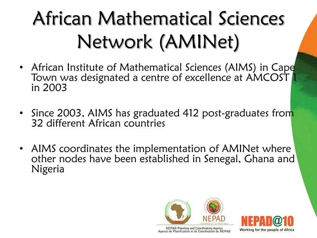 african mathematical sciences network aminet