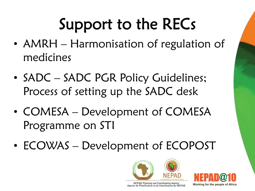 support to the recs support to the recs amrh