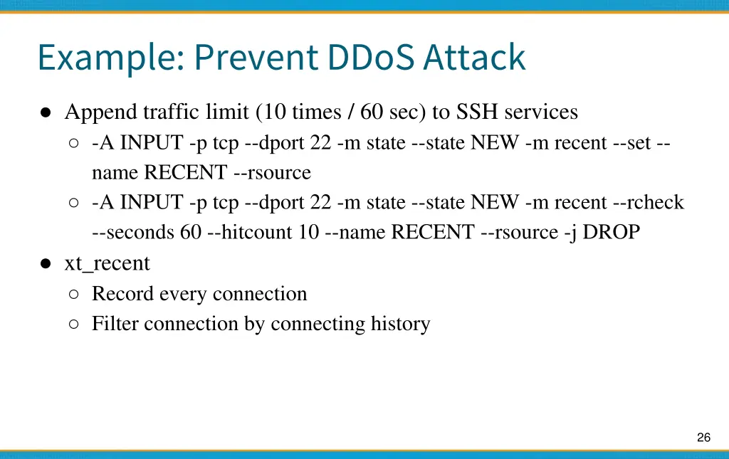 example prevent ddos attack
