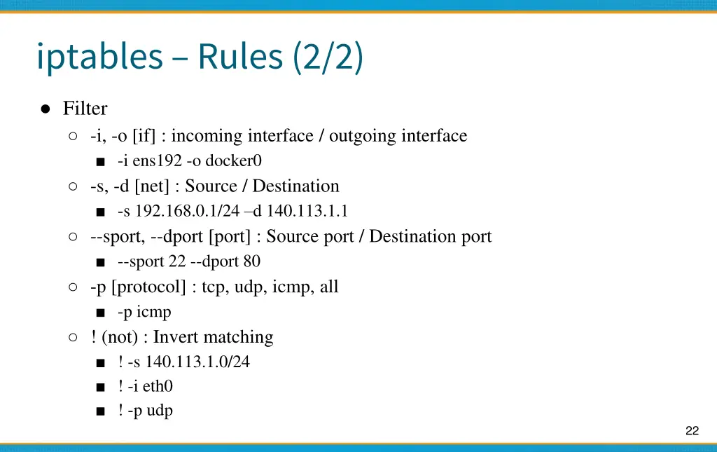 iptables rules 2 2