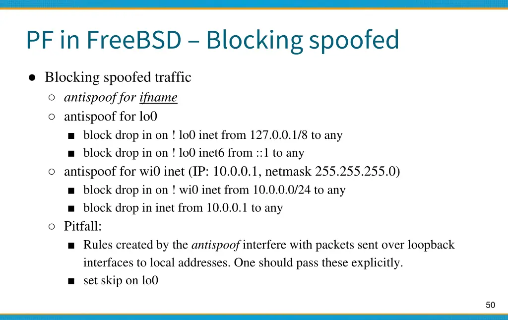 pf in freebsd blocking spoofed