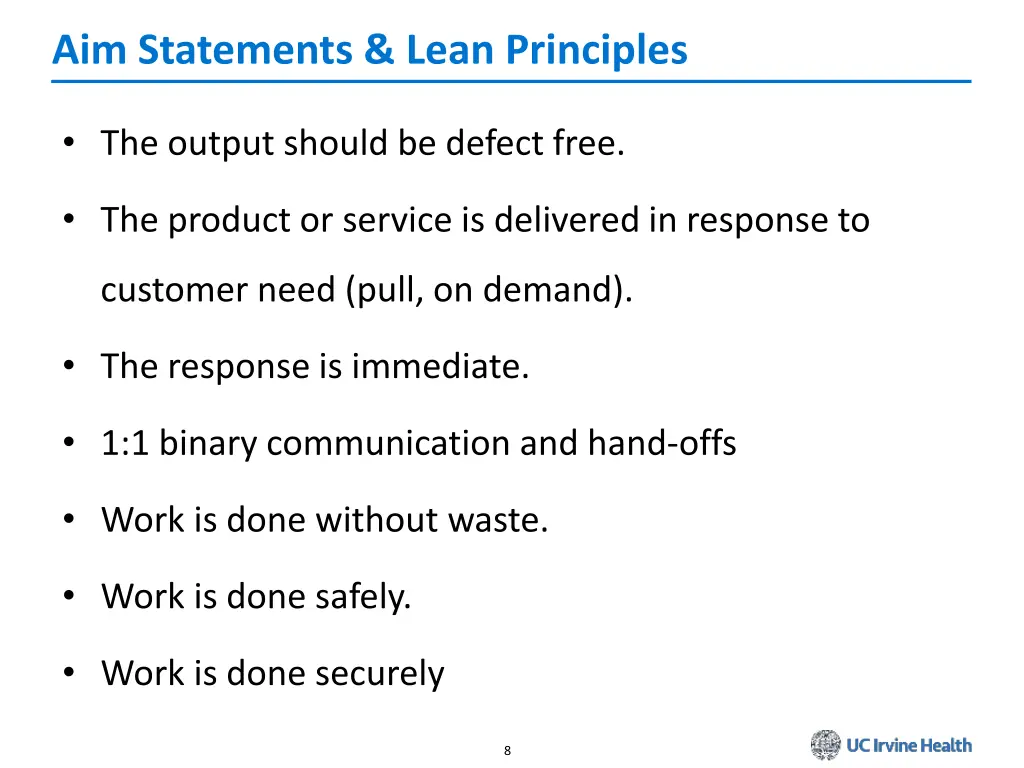 aim statements lean principles