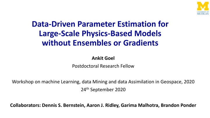 data driven parameter estimation for large scale