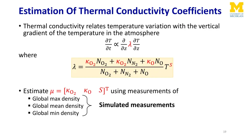 estimation of thermal conductivity coefficients