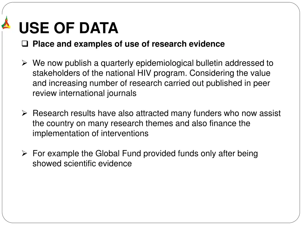 use of data place and examples of use of research