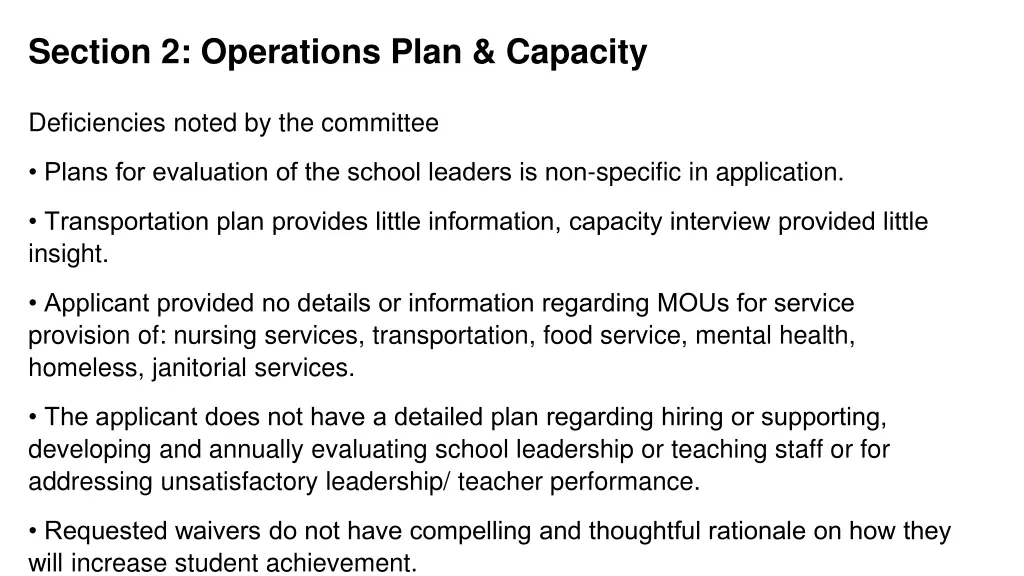 section 2 operations plan capacity 2