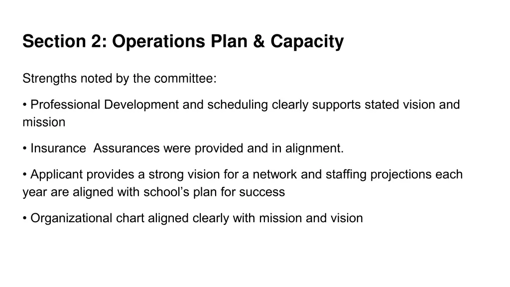 section 2 operations plan capacity