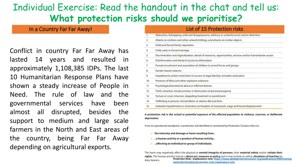 individual exercise read the handout in the chat