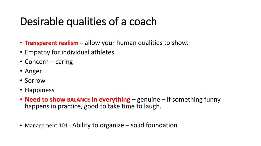 desirable qualities of a coach desirable