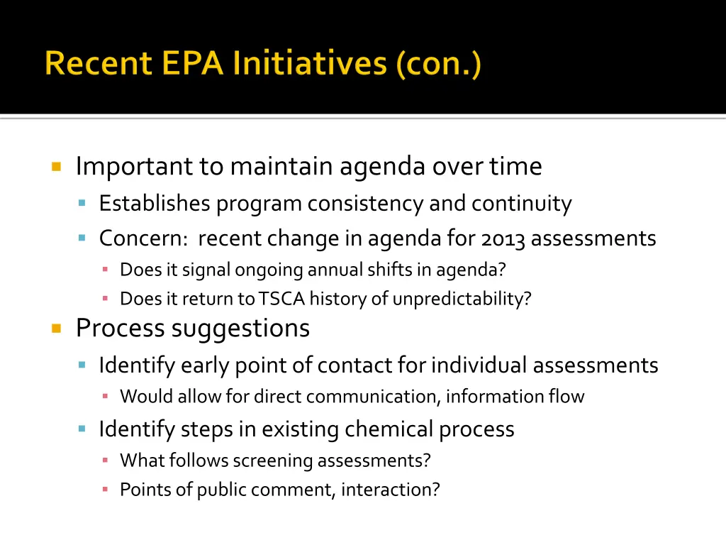 important to maintain agenda over time