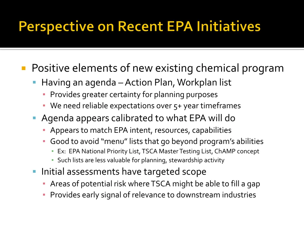 positive elements of new existing chemical