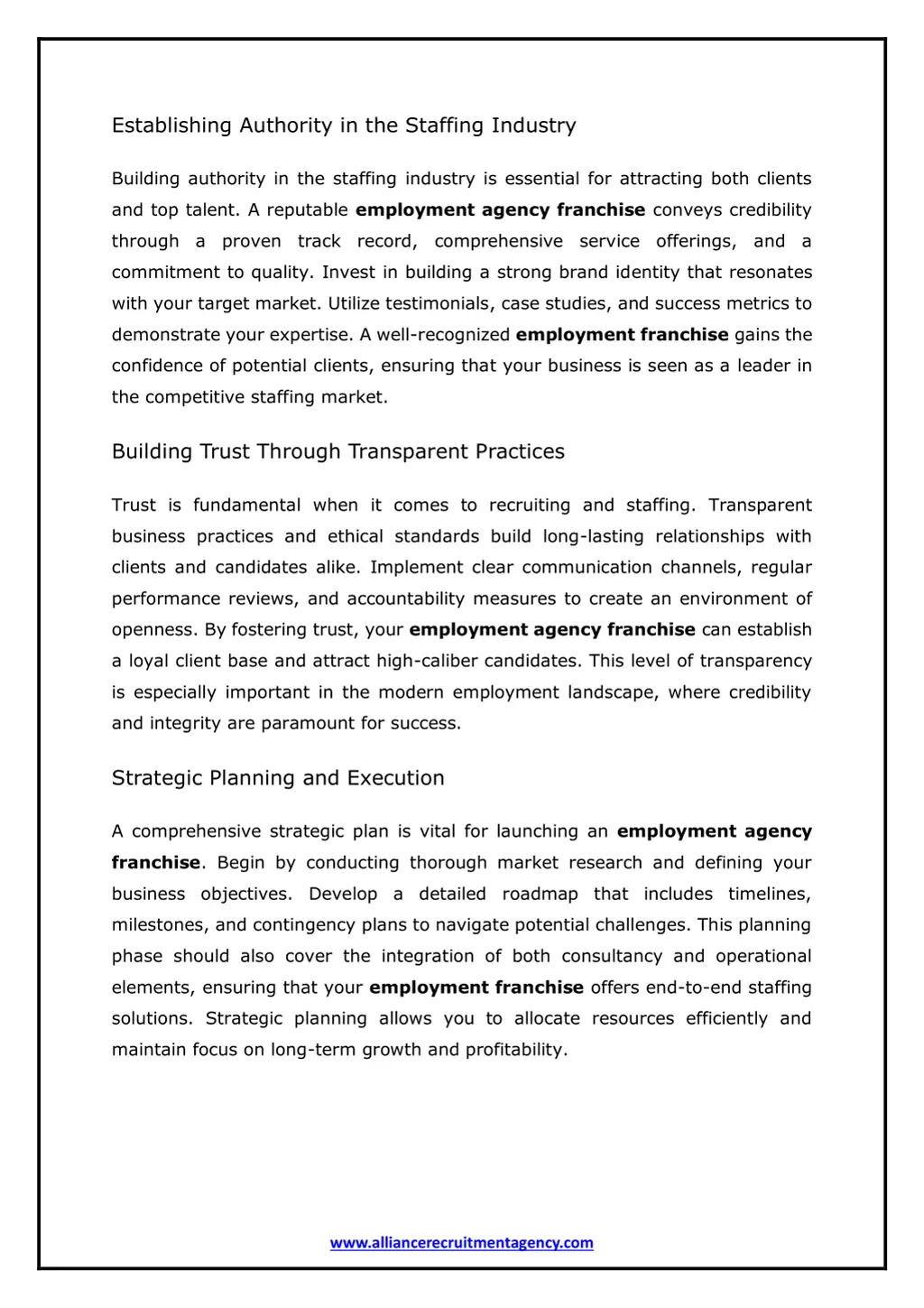 establishing authority in the staffing industry