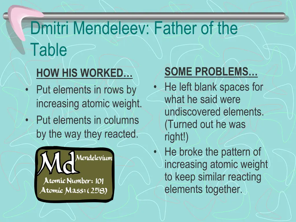 dmitri mendeleev father of the table
