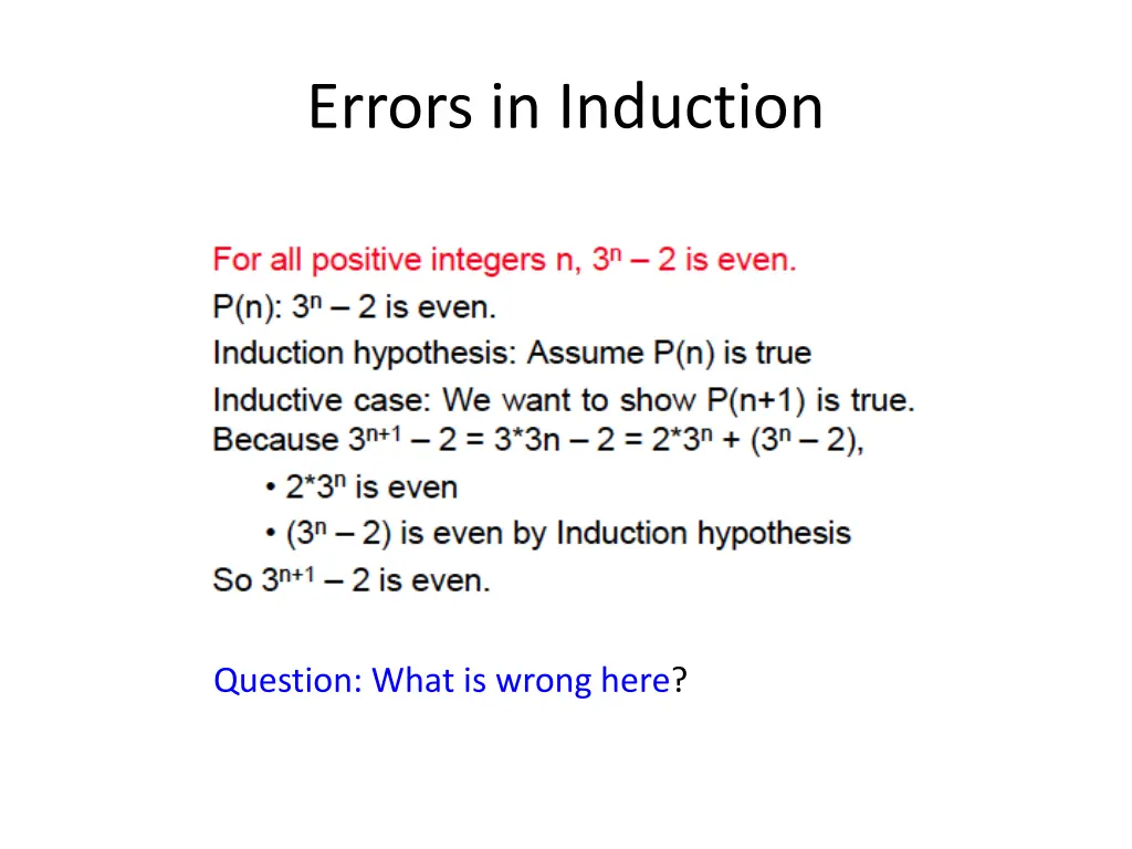 errors in induction