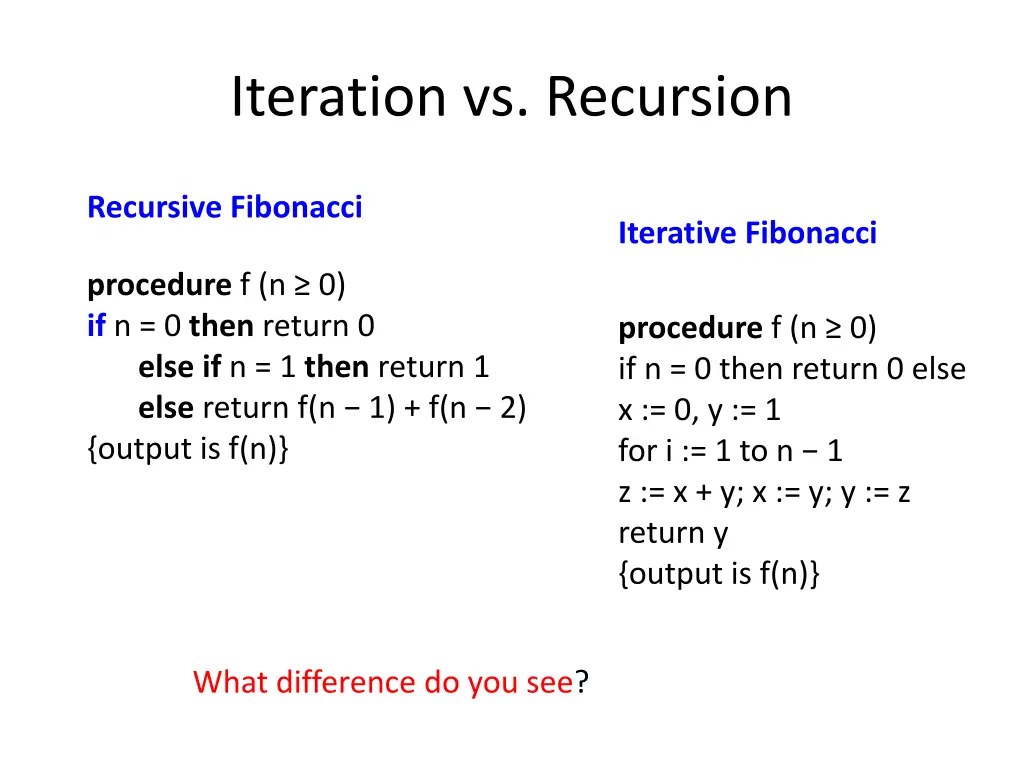 iteration vs recursion