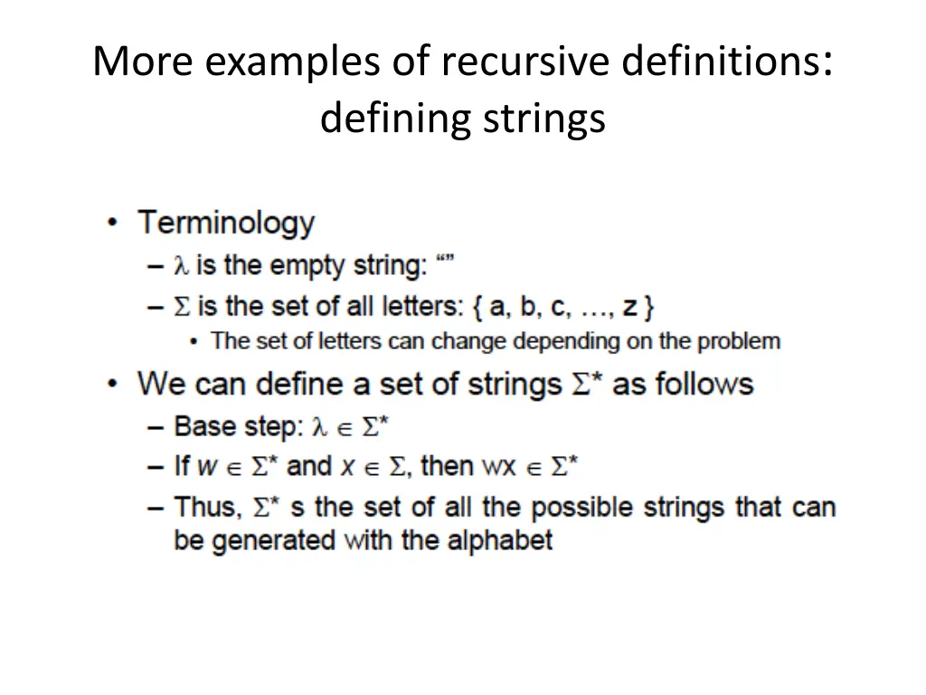 more examples of recursive definitions defining