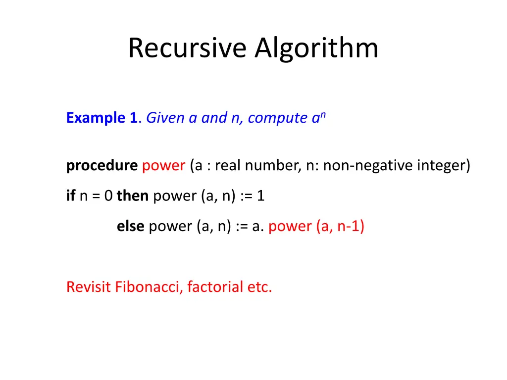 recursive algorithm