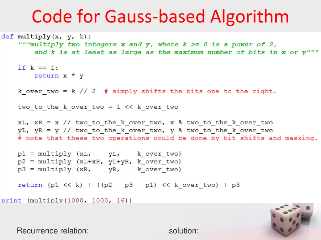 code for gauss based algorithm