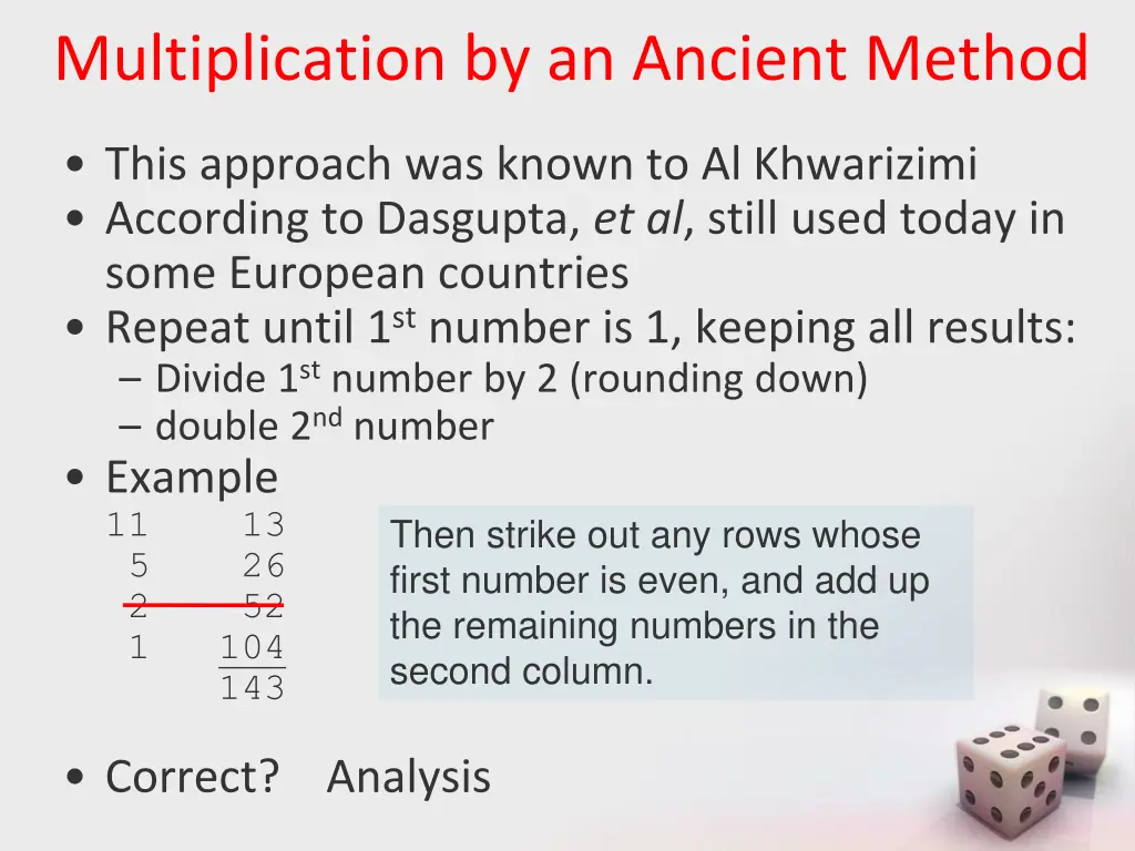 multiplication by an ancient method