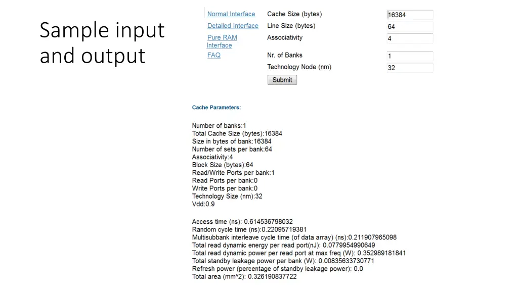 sample input and output