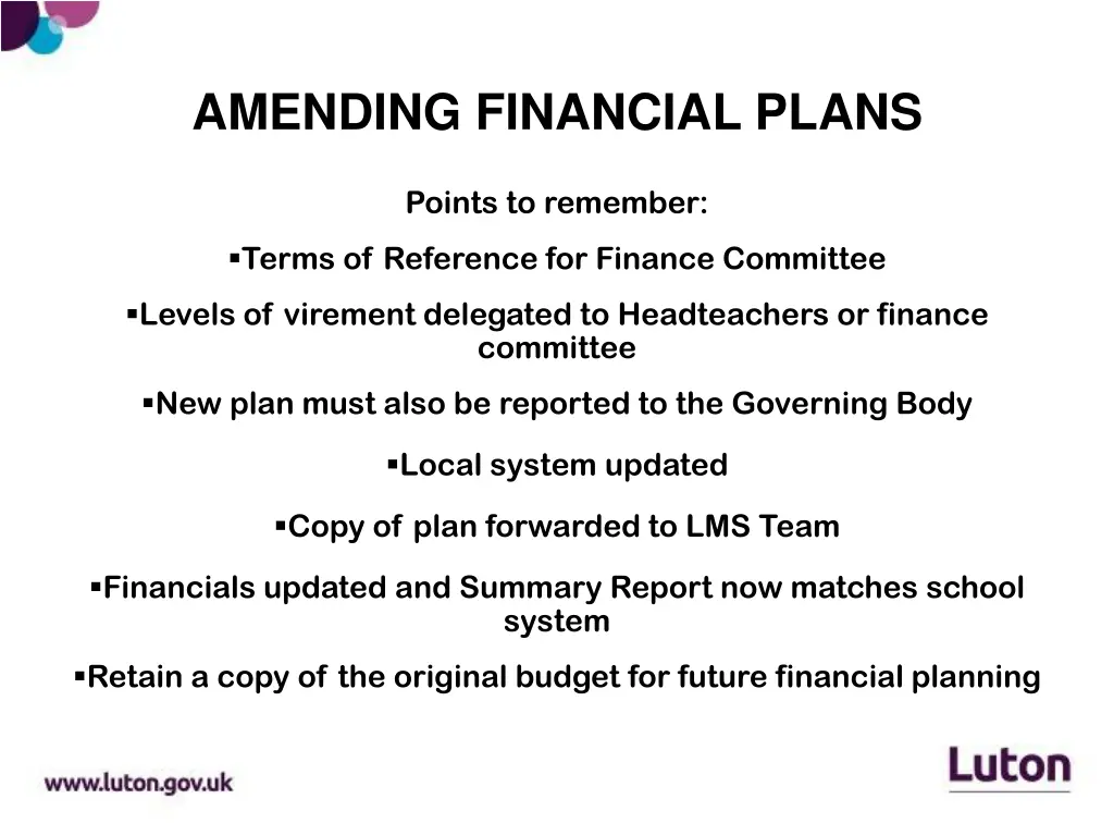 amending financial plans