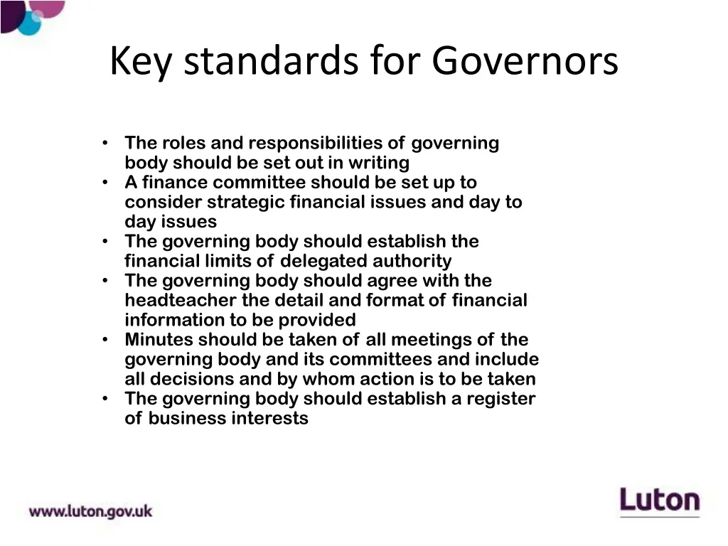 key standards for governors
