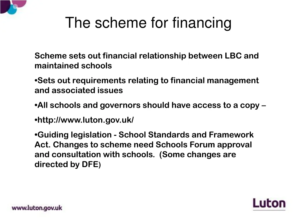 the scheme for financing