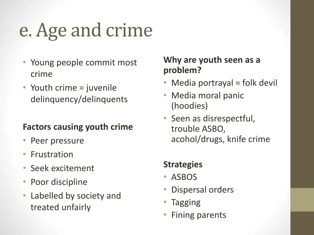 e age and crime