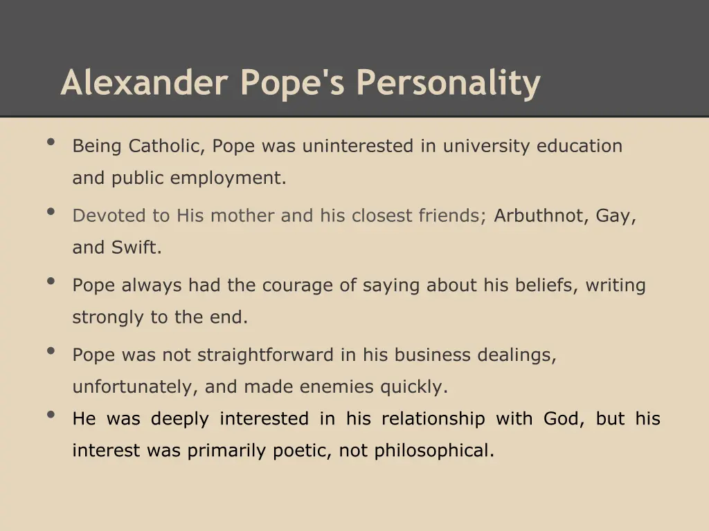 alexander pope s personality