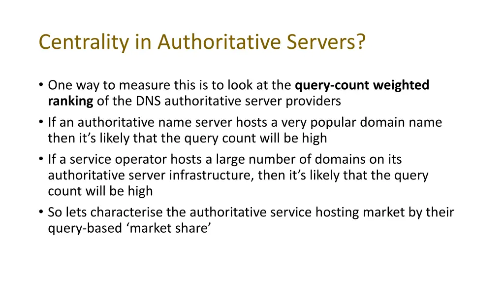 centrality in authoritative servers