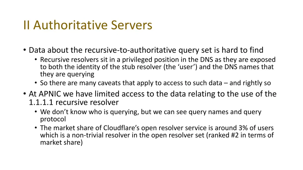 ii authoritative servers