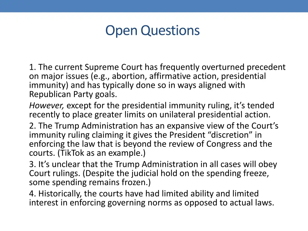 open questions