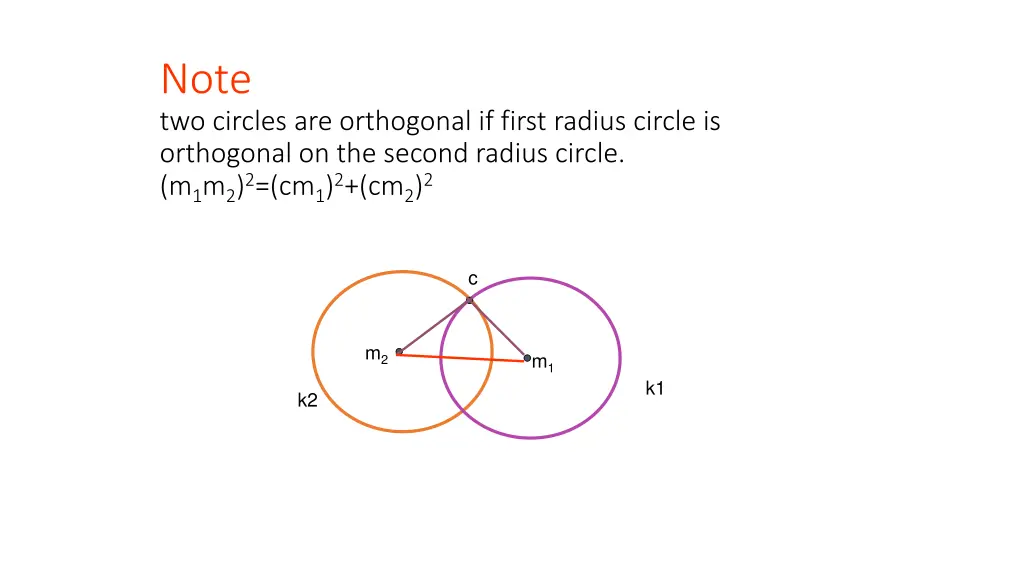 note two circles are orthogonal if first radius