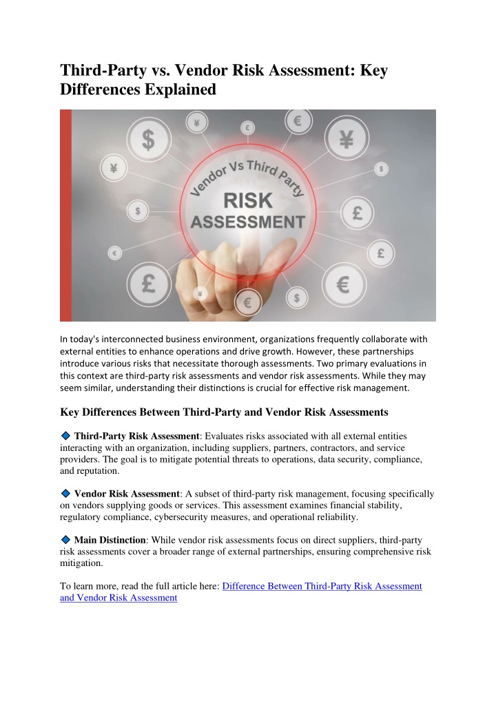 third party vs vendor risk assessment