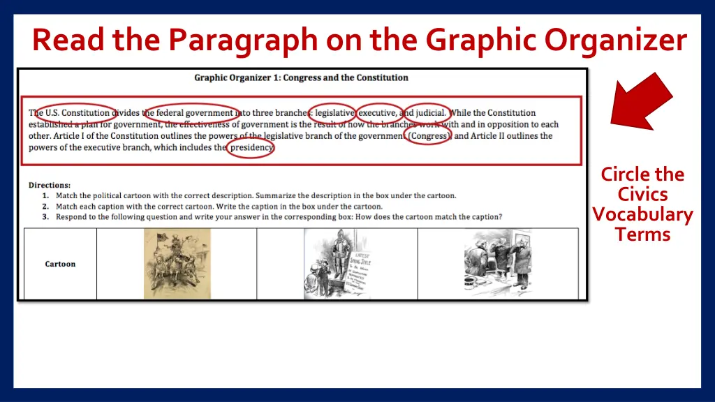 read the paragraph on the graphic organizer 1