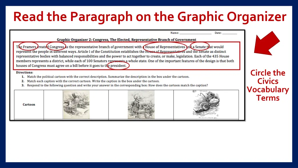 read the paragraph on the graphic organizer 2