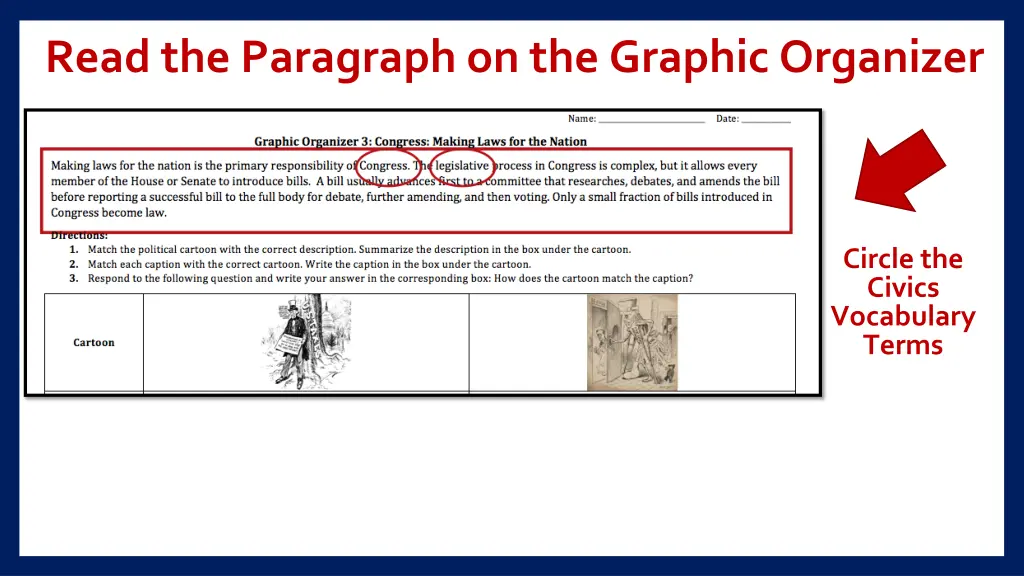 read the paragraph on the graphic organizer 3