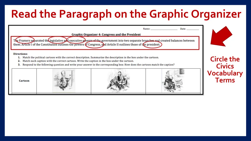 read the paragraph on the graphic organizer 4
