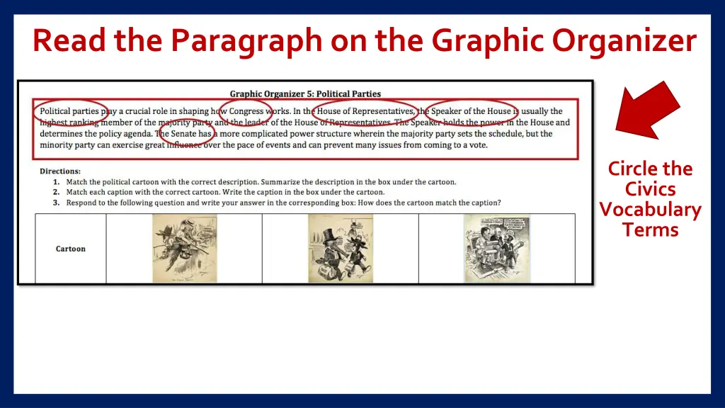 read the paragraph on the graphic organizer 5