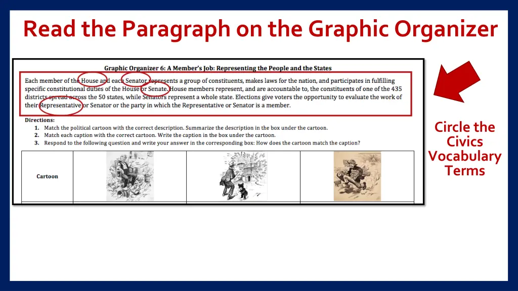 read the paragraph on the graphic organizer 6
