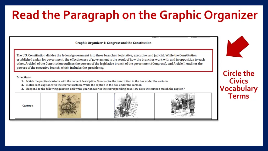 read the paragraph on the graphic organizer