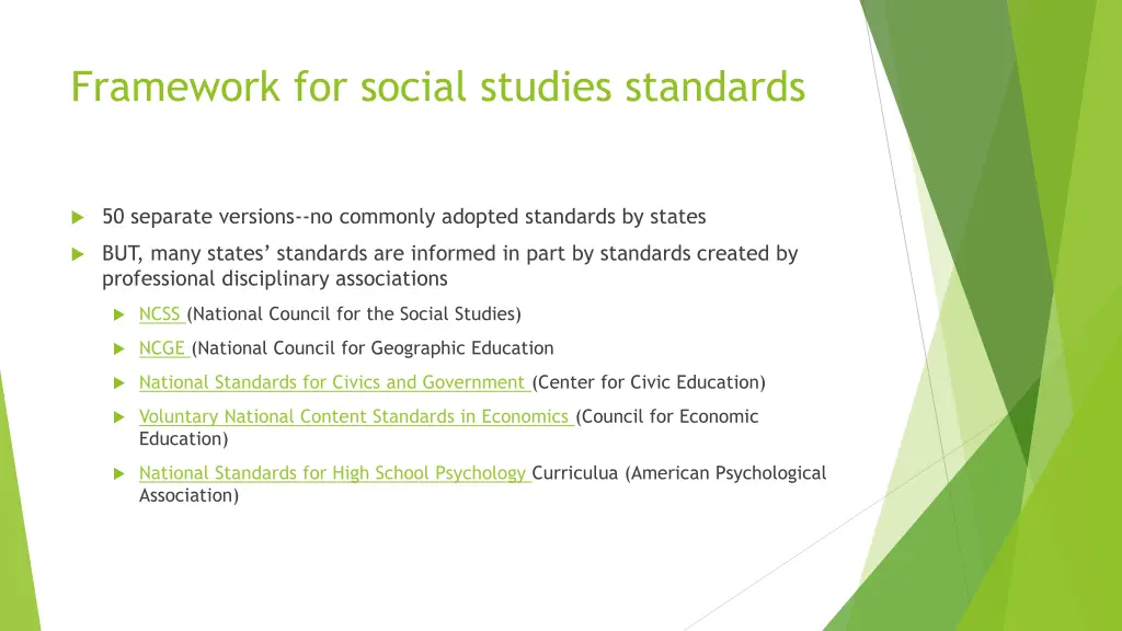 framework for social studies standards
