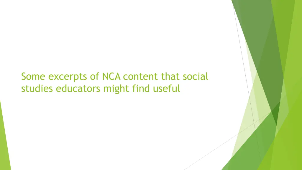 some excerpts of nca content that social studies