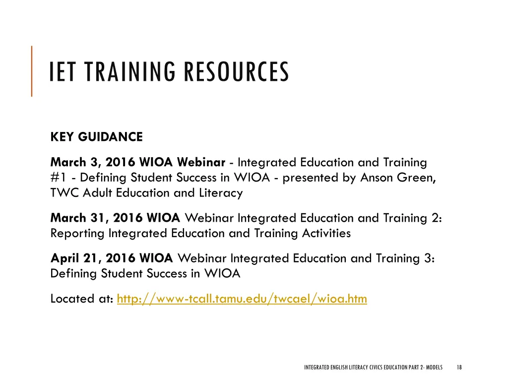 iet training resources