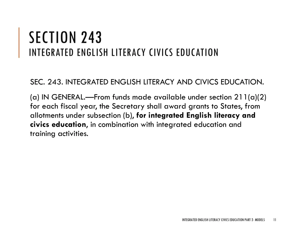 section 243 integrated english literacy civics